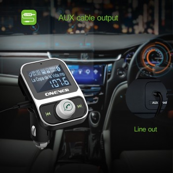 Onever FM Transmitter Wireless Bluetooth FM Modulator Handsfree Car Kit LCD Radio Audio Car MP3 Player 3.5mm AUX Adatper FLAC