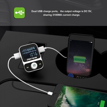 Onever FM Transmitter Wireless Bluetooth FM Modulator Handsfree Car Kit LCD Radio Audio Car MP3 Player 3.5mm AUX Adatper FLAC
