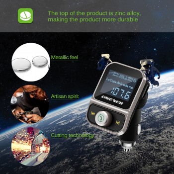 Onever FM Transmitter Wireless Bluetooth FM Modulator Handsfree Car Kit LCD Radio Audio Car MP3 Player 3.5mm AUX Adatper FLAC
