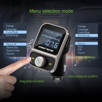 Onever FM Transmitter Wireless Bluetooth FM Modulator Handsfree Car Kit LCD Radio Audio Car MP3 Player 3.5mm AUX Adatper FLAC