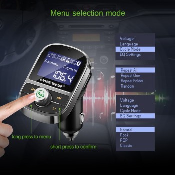 Onever FM Transmitter Wireless Bluetooth Hands-free Car Kit FM Modulator Audio Car Mp3 Player 3.1A USB Charger Support TF Card U