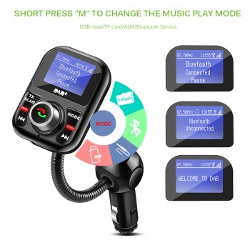 Onever Rotatable Car FM Transmitter Bluetooth DAB+ Receiver With Antenna 3.1A  Dual USB Car Charger Support TF Card U-disk AUX