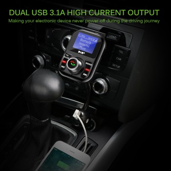 Onever Rotatable Car FM Transmitter Bluetooth DAB+ Receiver With Antenna 3.1A  Dual USB Car Charger Support TF Card U-disk AUX