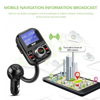 Onever Rotatable Car FM Transmitter Bluetooth DAB+ Receiver With Antenna 3.1A  Dual USB Car Charger Support TF Card U-disk AUX