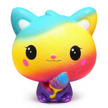 2019 New Squishi Antistress Kawaii Ice Cream Kitten Slow Rebound Squishy Simulation Ice Cream Cat Squeeze Cute Toys for Children