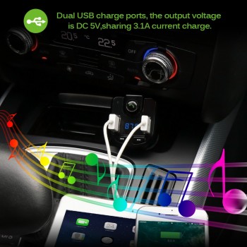 Onever FM Transmitter Wireless Bluetooth MP3 Player Support TF USB Disk Car 3.1A Dual USB Charger for iPhone GPS FM Modulator