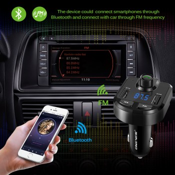 Onever FM Transmitter Wireless Bluetooth MP3 Player Support TF USB Disk Car 3.1A Dual USB Charger for iPhone GPS FM Modulator