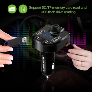 Onever FM Transmitter Wireless Bluetooth MP3 Player Support TF USB Disk Car 3.1A Dual USB Charger for iPhone GPS FM Modulator