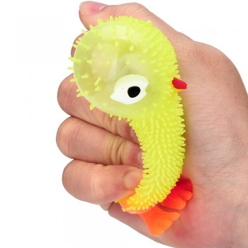 Random Colour 6CM Novelty Flashing Puffer Cute Chickens Squidgy Sensory Toy Activity and Play Ball