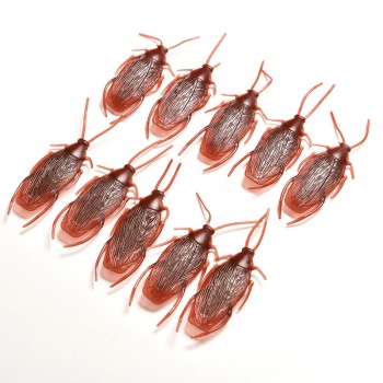 10pcs/lot  Simulation Fake Rubber Cockroach Cock Roach Bug Roaches Toy Prank Funny Trick Joke Toys Special Lifelike Model