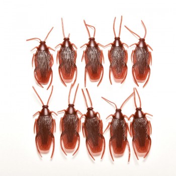 10pcs/lot  Simulation Fake Rubber Cockroach Cock Roach Bug Roaches Toy Prank Funny Trick Joke Toys Special Lifelike Model