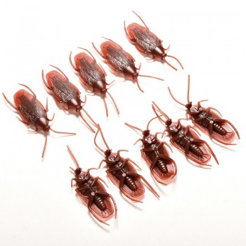 10pcs/lot  Simulation Fake Rubber Cockroach Cock Roach Bug Roaches Toy Prank Funny Trick Joke Toys Special Lifelike Model