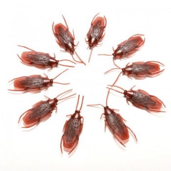 10pcs/lot  Simulation Fake Rubber Cockroach Cock Roach Bug Roaches Toy Prank Funny Trick Joke Toys Special Lifelike Model