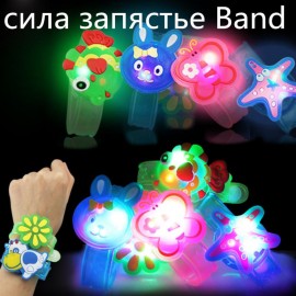 2018 Hot Sale Cute New Style Children Toy Cartoon Animals And Flowers Night Light Plastic Wrist Belt  Christmas Toy Dropshopping