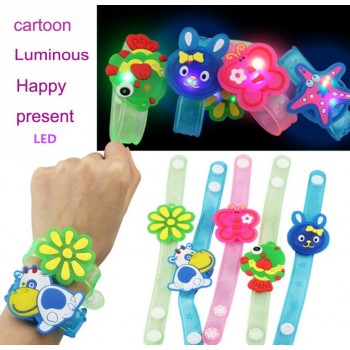 2018 Hot Sale Cute New Style Children Toy Cartoon Animals And Flowers Night Light Plastic Wrist Belt  Christmas Toy Dropshopping