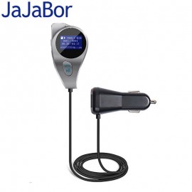 JaJaBor Wireless FM Transmitter Bluetooth Car Kit Handsfree Calling AUX Audio Output MP3 Music Playing 1.4 Inch Large Screen