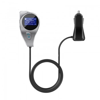 JaJaBor Wireless FM Transmitter Bluetooth Car Kit Handsfree Calling AUX Audio Output MP3 Music Playing 1.4 Inch Large Screen