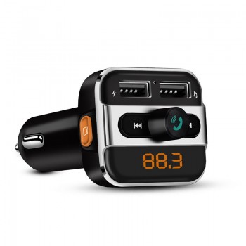 Onever Car Audio mp3 player FM transmitter wireless modulator Car Bluetooth Handsfree With Charger 3.4A Dual USB TF Slot black
