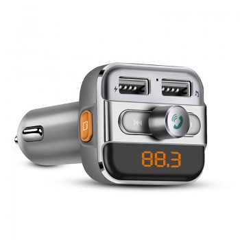 Onever Car Audio mp3 player FM transmitter wireless modulator Car Bluetooth Handsfree With Charger 3.4A Dual USB TF Slot black
