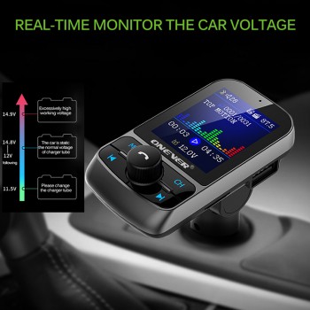 Onever FM Transmitter 1.8 Color Screen AUX Modulator Bluetooth Wireless MP3 Radio Adapter Car Kit 5V 3.1A USB Charger TF Card