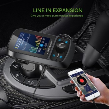 Onever FM Transmitter 1.8 Color Screen AUX Modulator Bluetooth Wireless MP3 Radio Adapter Car Kit 5V 3.1A USB Charger TF Card