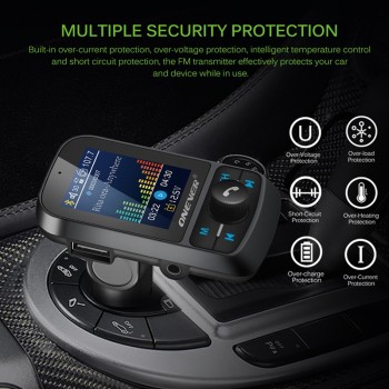 Onever FM Transmitter 1.8 Color Screen AUX Modulator Bluetooth Wireless MP3 Radio Adapter Car Kit 5V 3.1A USB Charger TF Card