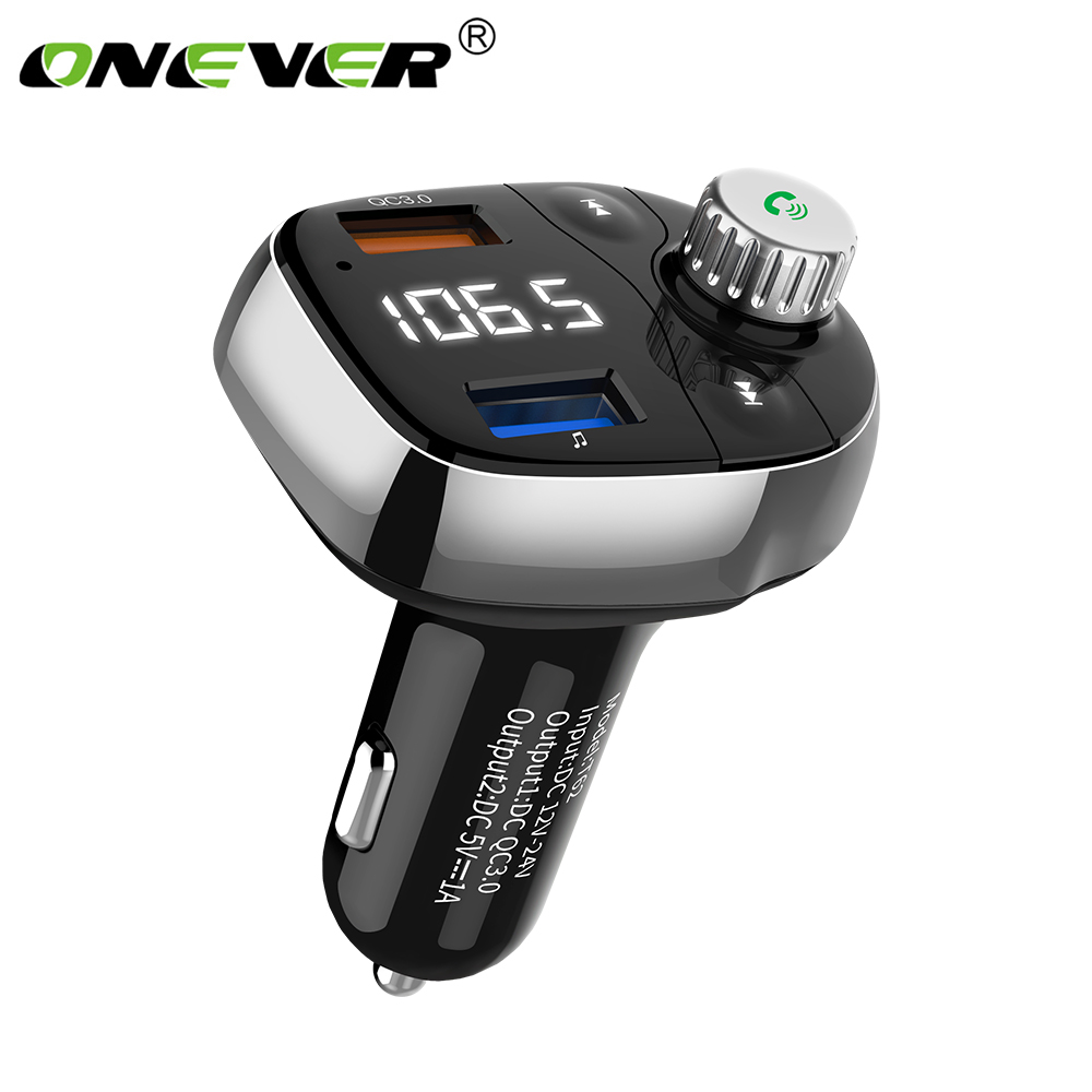 Car Dual USB FM Transmitter Player Quick Charge LCD Display Car Charger Adapter Bluetooth Hands-Free Support TF Card QC3.0