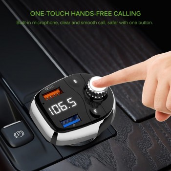 Car Dual USB FM Transmitter Player Quick Charge LCD Display Car Charger Adapter Bluetooth Hands-Free Support TF Card QC3.0
