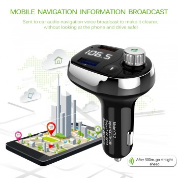 Car Dual USB FM Transmitter Player Quick Charge LCD Display Car Charger Adapter Bluetooth Hands-Free Support TF Card QC3.0