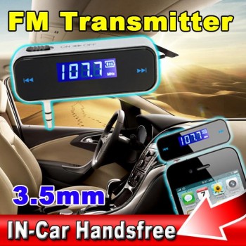 Kebidu Wireless 3.5mm FM Transmitter Handsfree In-car LCD Vehicle Car Kit Modulator MP3 Audio Music Player For Phone samsung