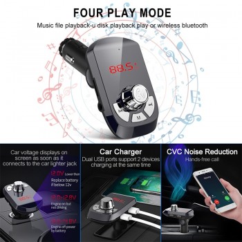 MEIDI FM Transmitter Car Charger Wireless Bluetooth Car Kit  Hands Free MP3 Player  Dual USB Car Charger AUX