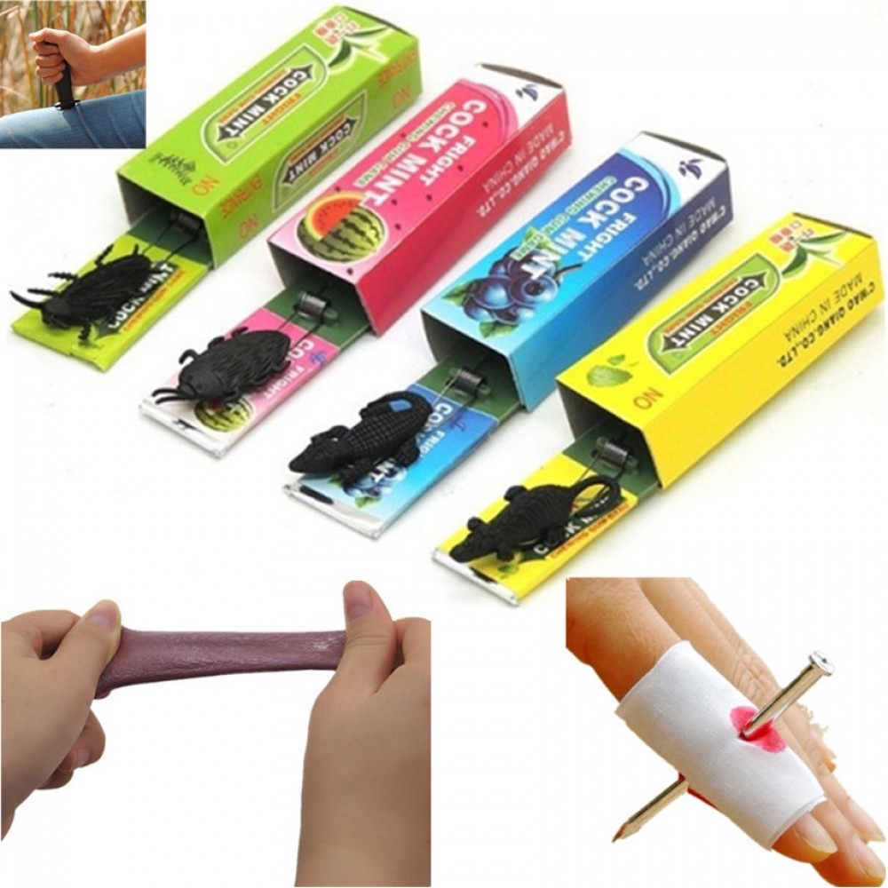 Novelty Magic Tricks Joke Toy Funny Tongue Chewing Gum Trick Dagger Knife Fake Nail Through Finger Stress Relief Toy Prank Maker
