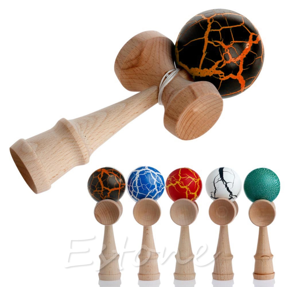 HBB 1PC Children Safety Crack Pattern Toy Bamboo Kendama Best Wooden Educational Toys Kids Toy Gift