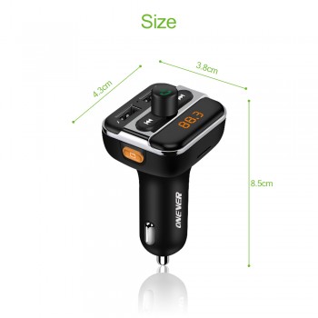Onever FM Transmitter Dual USB Car Charger A2DP Music MP3 Player with TF Card Slot Handsfree Phone Calling Bluetooth Car Kits