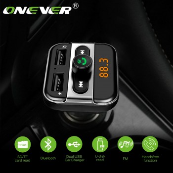 Car Audio Mp3 Player Dual USB FM Transmitter With Charger 3.4ATF Slot Black Wireless Modulator Car Bluetooth Handsfree