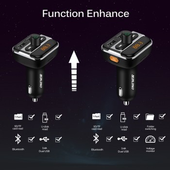Car Audio Mp3 Player Dual USB FM Transmitter With Charger 3.4ATF Slot Black Wireless Modulator Car Bluetooth Handsfree