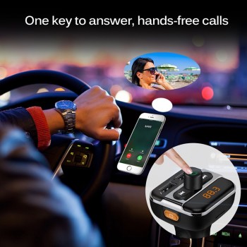 Car Audio Mp3 Player Dual USB FM Transmitter With Charger 3.4ATF Slot Black Wireless Modulator Car Bluetooth Handsfree