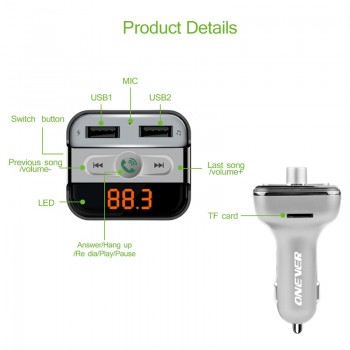 Car Audio Mp3 Player Dual USB FM Transmitter With Charger 3.4ATF Slot Black Wireless Modulator Car Bluetooth Handsfree