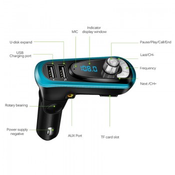 FM Transmitter 3-in-1 Bluetototh Car Kit MP3 Player Car Modulator Radio Dual Port  Car Charger for iPhone for Samsung