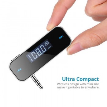 1pcs Mini 3.5 Mm Wireless Car Radio Audio FM Transmitter HandsFree Modulator Transmissor LCD Displayer With Cable