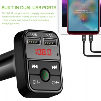 Onever Car Wireless Bluetooth FM Transmitter Disk MP3 Player Audio Adapter Dual USB Charger Car FM Modulator With LED Display