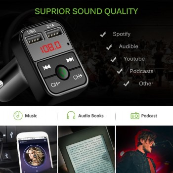 Onever Car Wireless Bluetooth FM Transmitter Disk MP3 Player Audio Adapter Dual USB Charger Car FM Modulator With LED Display