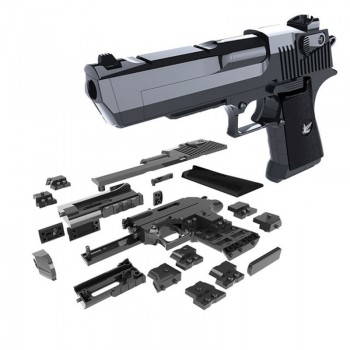 DIY Building Blocks Toy gun Desert Eagle Assembly Toy Brain Game Model Can Fire Bullets(Mung Bean) with Instruction Book