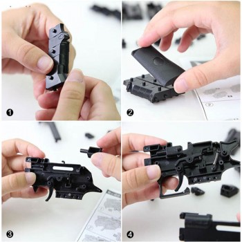 DIY Building Blocks Toy gun Desert Eagle Assembly Toy Brain Game Model Can Fire Bullets(Mung Bean) with Instruction Book