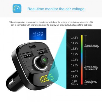 JINSERTA 12V-24V Car MP3 Audio Player Bluetooth FM Transmitter HandsFree Type-C Quick Charger TF USB Drive Music Play