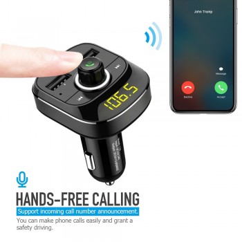 JINSERTA 12V-24V Car MP3 Audio Player Bluetooth FM Transmitter HandsFree Type-C Quick Charger TF USB Drive Music Play