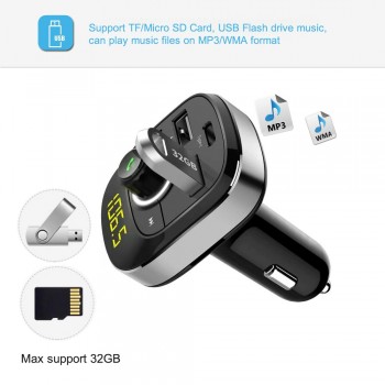 JINSERTA 12V-24V Car MP3 Audio Player Bluetooth FM Transmitter HandsFree Type-C Quick Charger TF USB Drive Music Play