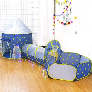 Childrens 3 In 1 tent spaceship tent space yurt tent game house Rocket ship Play Tent Ball pool
