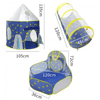 Childrens 3 In 1 tent spaceship tent space yurt tent game house Rocket ship Play Tent Ball pool