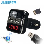 JINSERTA Car MP3 Music Player 2 USB Car Charger Wireless FM Transmitter Handsfree Call Bluetooth Car Kit Support TF Card